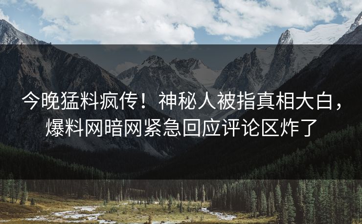 今晚猛料疯传！神秘人被指真相大白，爆料网暗网紧急回应评论区炸了