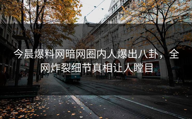 今晨爆料网暗网圈内人爆出八卦，全网炸裂细节真相让人瞠目