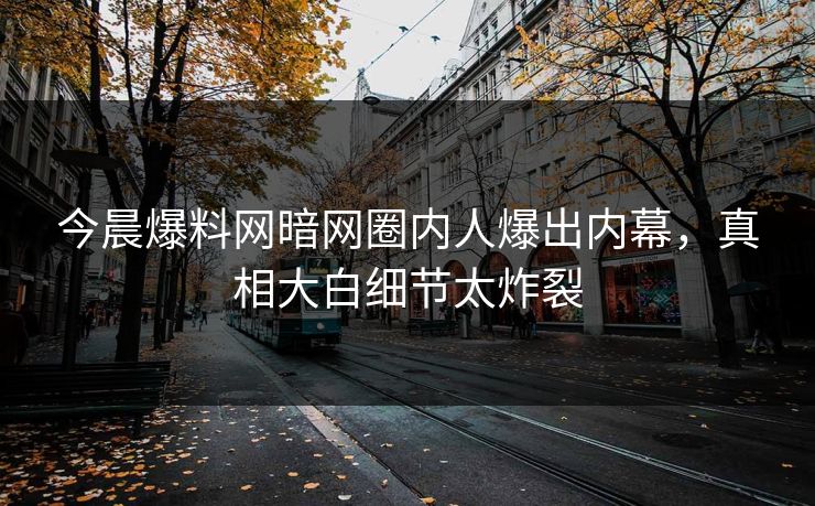 今晨爆料网暗网圈内人爆出内幕，真相大白细节太炸裂