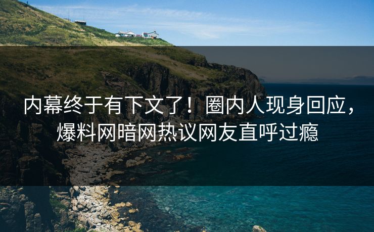 内幕终于有下文了！圈内人现身回应，爆料网暗网热议网友直呼过瘾