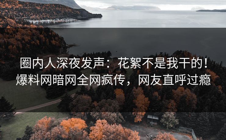 圈内人深夜发声：花絮不是我干的！爆料网暗网全网疯传，网友直呼过瘾