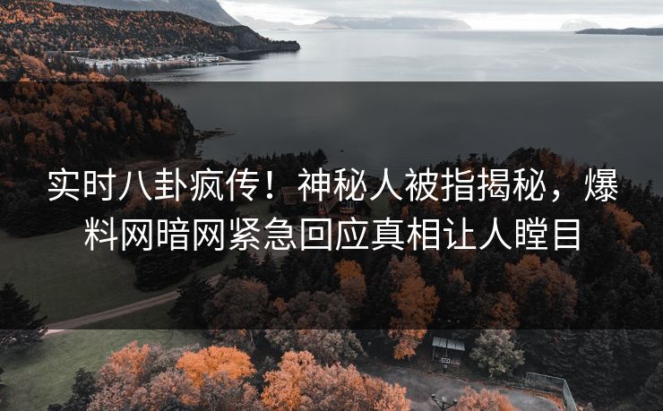 实时八卦疯传！神秘人被指揭秘，爆料网暗网紧急回应真相让人瞠目