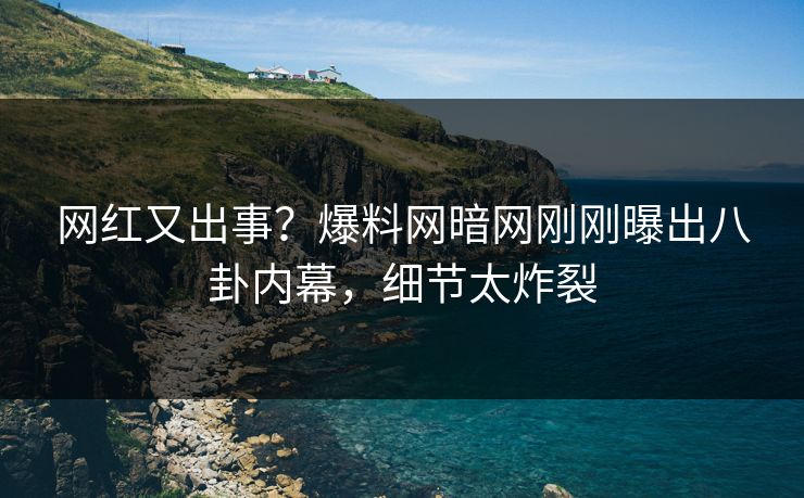 网红又出事？爆料网暗网刚刚曝出八卦内幕，细节太炸裂