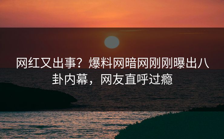 网红又出事？爆料网暗网刚刚曝出八卦内幕，网友直呼过瘾