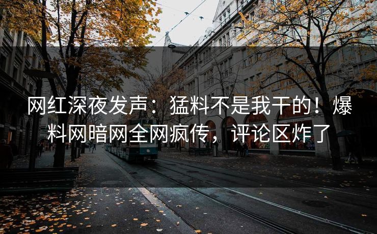 网红深夜发声：猛料不是我干的！爆料网暗网全网疯传，评论区炸了