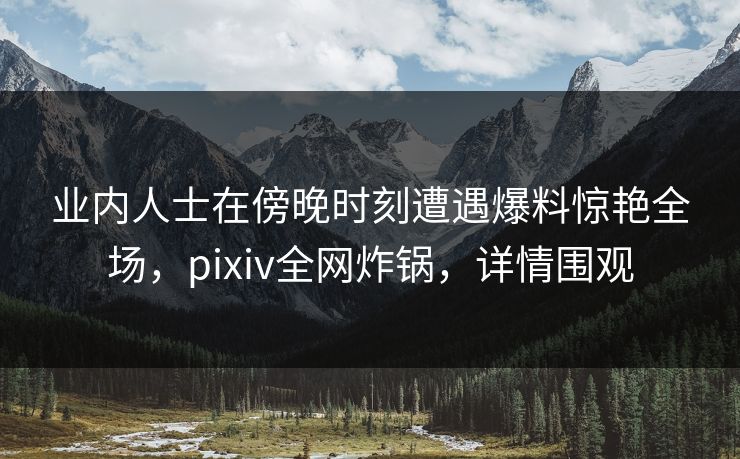 业内人士在傍晚时刻遭遇爆料惊艳全场，pixiv全网炸锅，详情围观