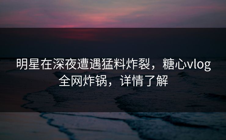 明星在深夜遭遇猛料炸裂，糖心vlog全网炸锅，详情了解