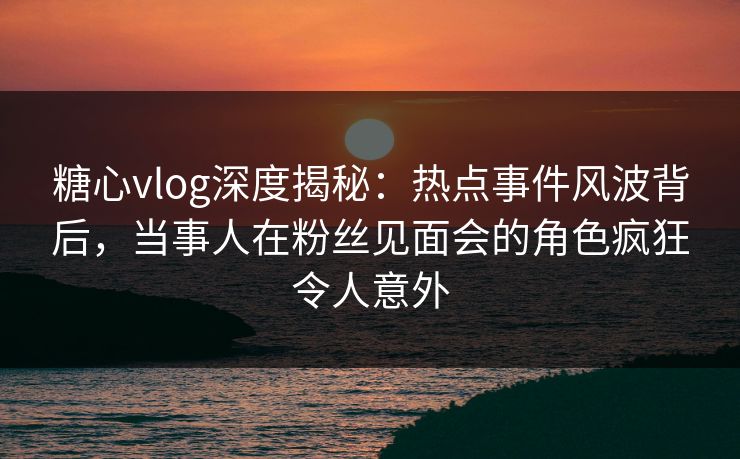 糖心vlog深度揭秘：热点事件风波背后，当事人在粉丝见面会的角色疯狂令人意外