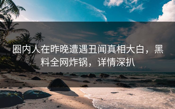 圈内人在昨晚遭遇丑闻真相大白，黑料全网炸锅，详情深扒